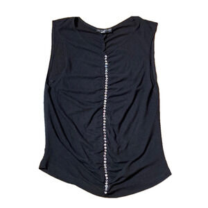 🌷 Bebe 🌷  Rhinestone Ruched Sheer Tank Top